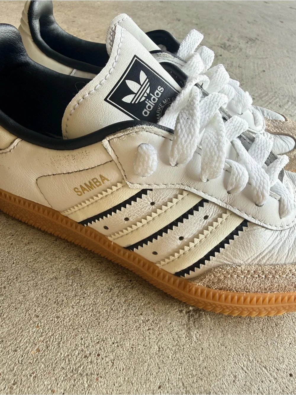 adidas Kids White & Black Classic Sneakers with Gum Sole